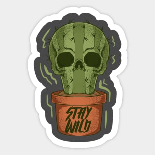 cactus skull stay wild Sticker